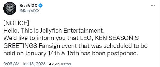 FanAsia Лео и Кен из VIXX откладывают фансайн за день до события FanAsia Лео и Кен из VIXX откладывают фансайн за день до события