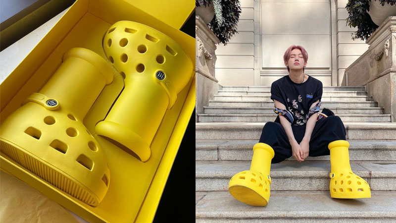 Ёнджун из TXT примерил эксцентричные желтые ботинки от Crocs