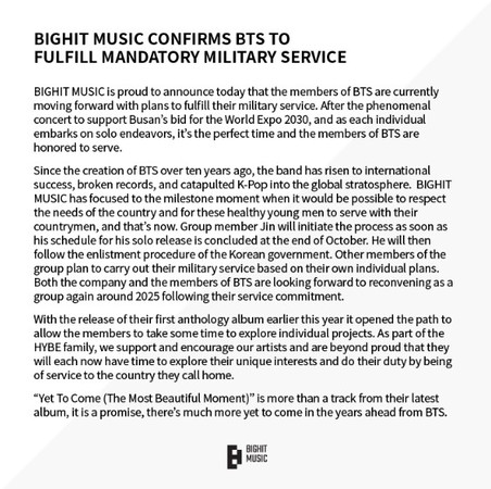 Джин из BTS отказывается от отсрочки и уходит в армию